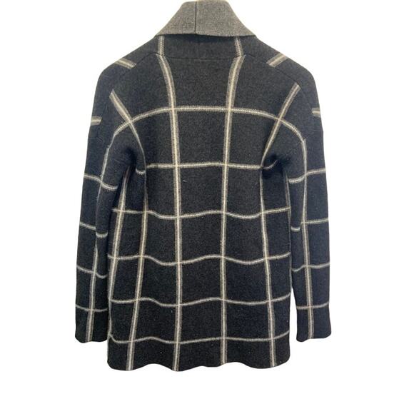 Max Studio sweater 2 ply CASHMERE black / gray checked cardigan coat duster s XS - Picture 2 of 8